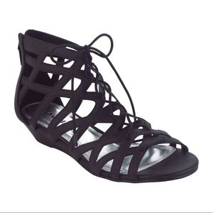 Laundry List Black Lace Up Gladiator Sandals 8.5